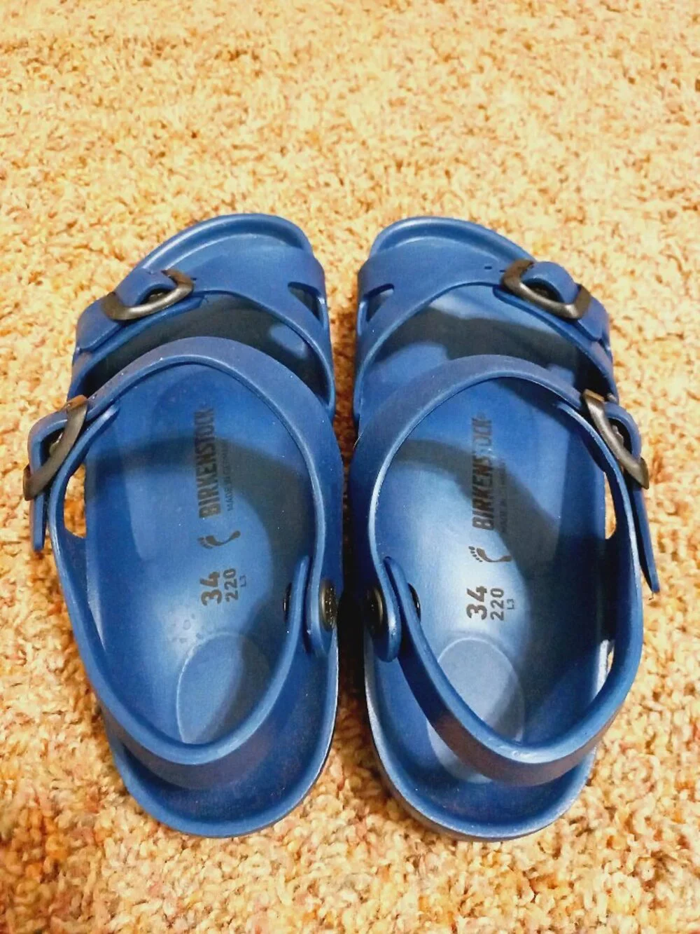 Kid's Birkenstock Blue Rio Sandals Size 34 3 better 2 or 2 1/2  Backstrap Water